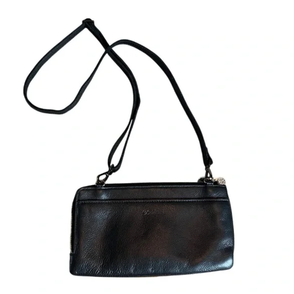 BRIGHTON FERRARA DUET ZIP CROSSBODY POUCH BROWN/BLACK